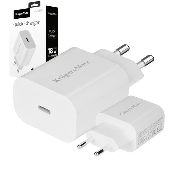 KrugerMatz USB-C netoplader med PD QC 3.0 18W