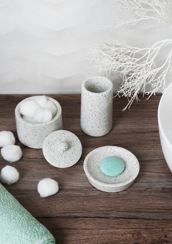 Q-BATH PREMIUM DECOR 1552 kosmetikbeholder, lys terrazzo