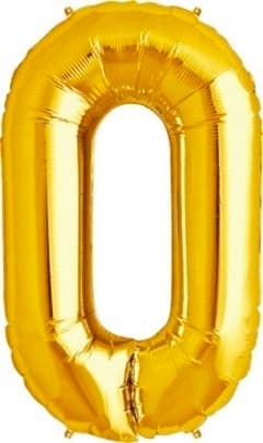 Folieballon nummer 0 ZERO guld 100 cm 1 stk.