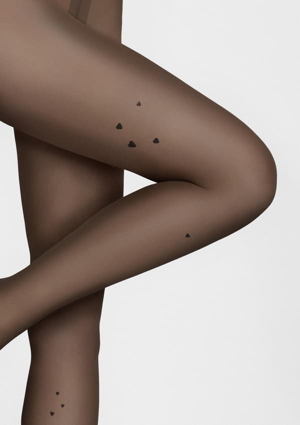 Damestrømpebukser sorte med hjerteprint Allure E05 Marilyn 1/2