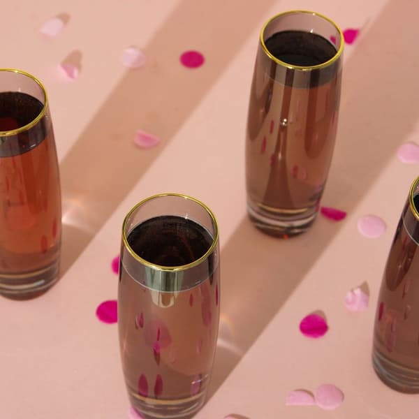 Sæt med 4 Prosecco-glas - Black & Gold kollektion