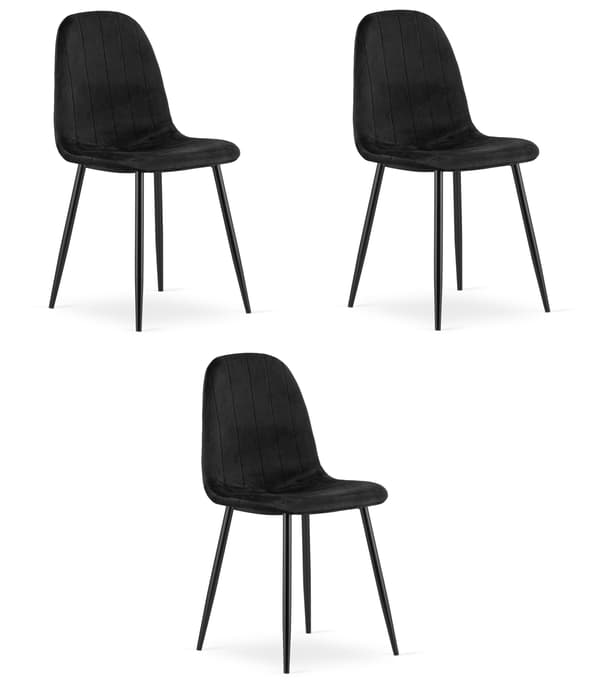 PADVA stol - sort fløjl / sorte ben x 3