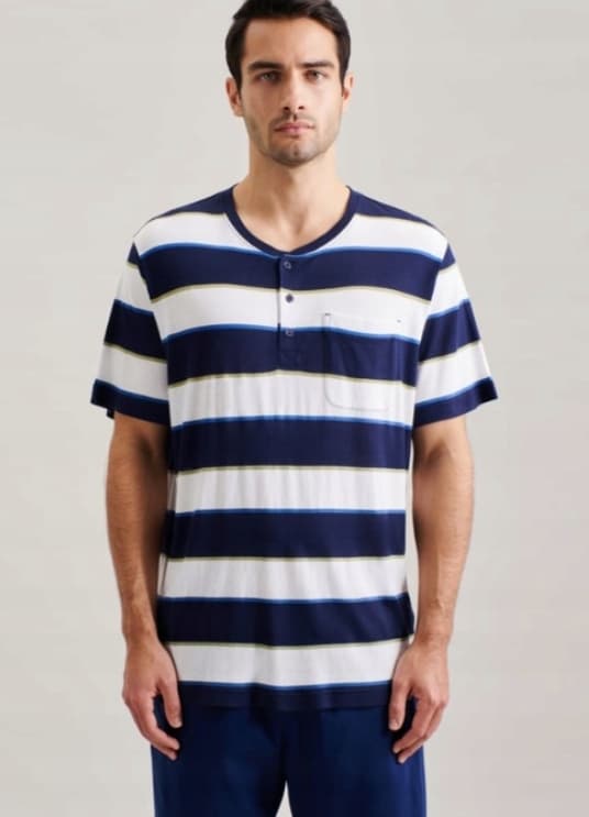 Seidensticker randig pyjamas-t-shirt M