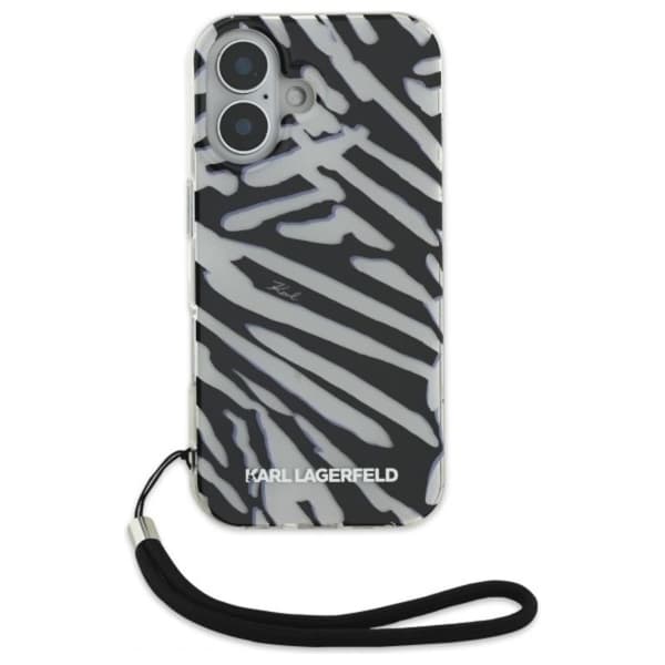 Karl Lagerfeld IML Zebramønster & Snor - iPhone 16 cover (sort)