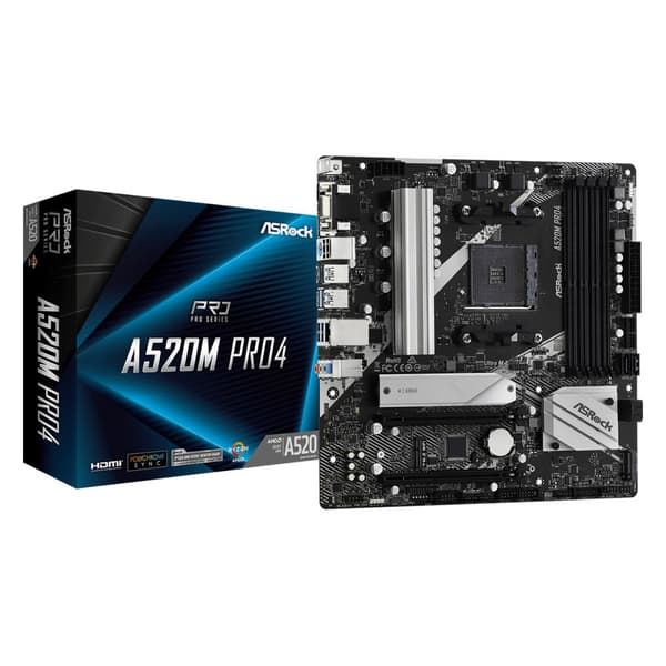 ASRock A520M PRO4 Micro ATC Socket AM4 Bundkort