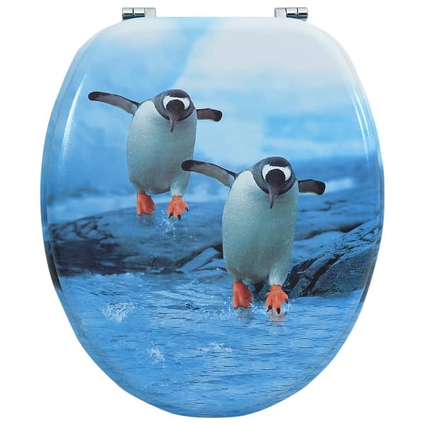 vidaXL WC-istuin kannella, MDF, pingviinikuvio