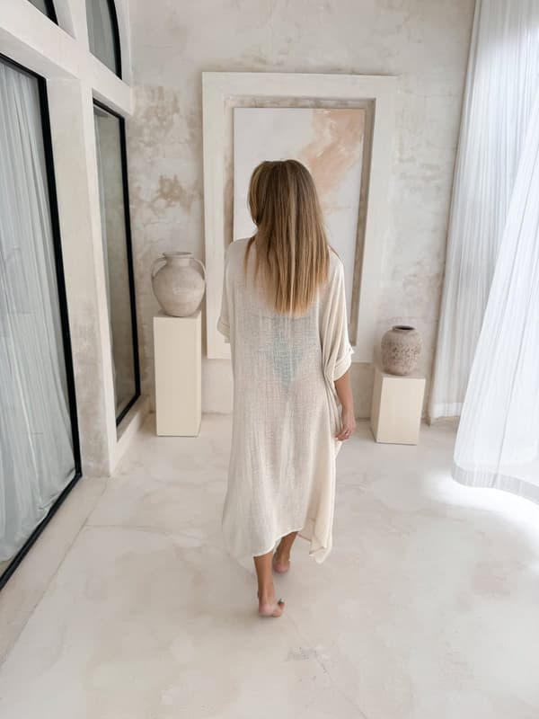 Pitkä kermankarvainen BOHO-kerttu hampusta