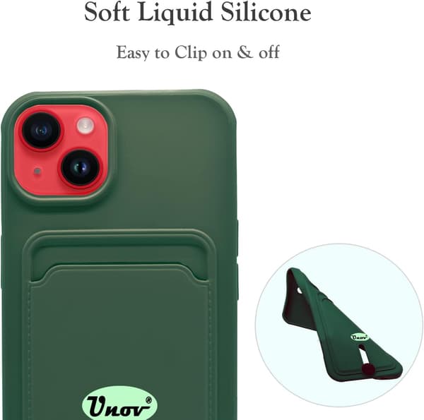 SILIKONIKUORI APPLE IPHONE 14 PLUS VIHREÄ + KORTTIPAIKKA LOMPAKKO