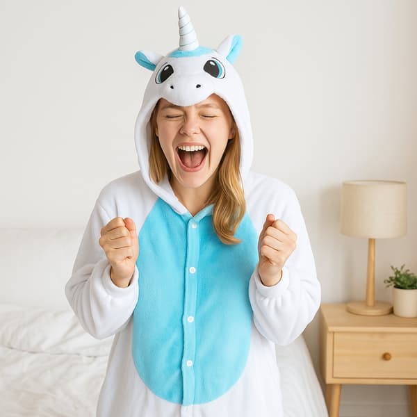 Kigurumi-pyjamas med vit enhörning, storlek 145-155 cm