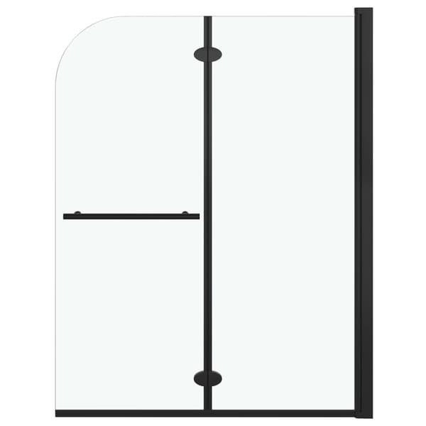 vidaXL foldbar badekarsskærm, 2 paneler, ESG, 95 x 140 cm, sort