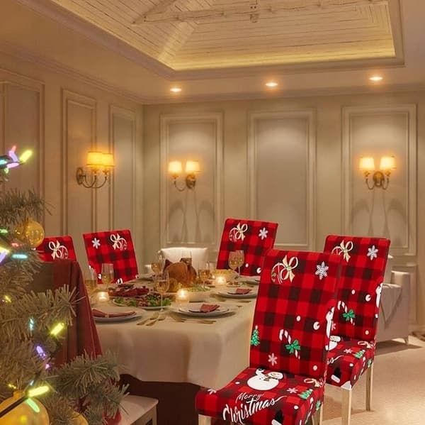 Julstolsöverdrag Set med 6 dekorationer Julprydnader