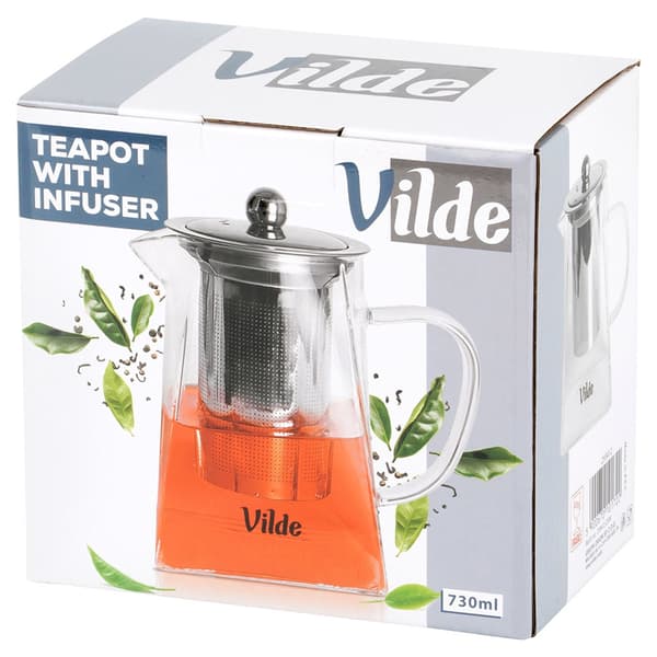 Värmetålig glas tekanna med infuser 730 ml