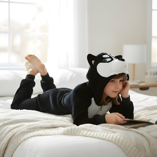 Kigurumi pyjamas kostume til børn, sort husky, 95-105 cm
