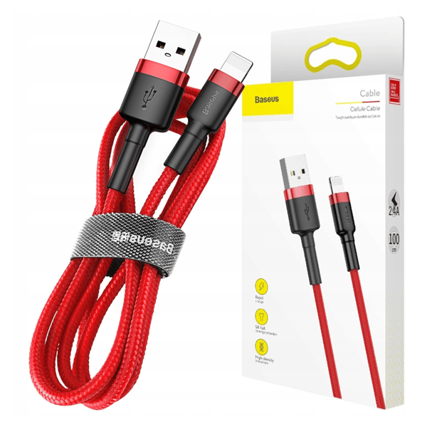 Baseus Cafule Lightning USB-kaapeli 2.4A 1m (Punainen)