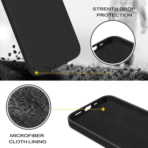APPLE IPHONE 13 ETUI SILIKONE SORT MED MIKROFIBER A2482