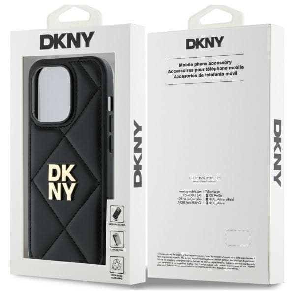 DKNY DKHCP14XPQDSLK iPhone 14 Pro Max 6.7 sort/sort Quiltet Stack Logo