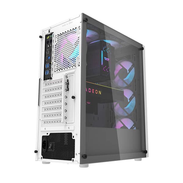 Darkflash DK351 computerkabinet (hvid) + 4 RGB-blæsere