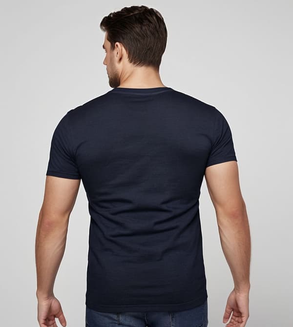 Herre bomulds-T-shirt med tryk, sort Recea M