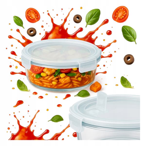 Hermetisk rund glasbehållare 620 ml för mat, sallad, lunch, soppa