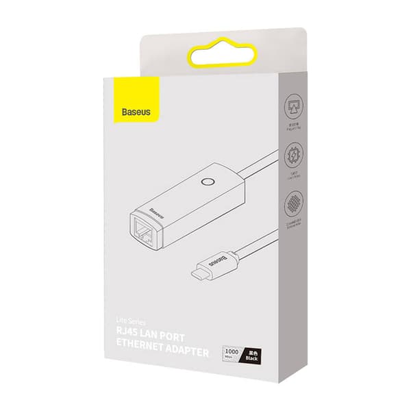 Baseus Lite Series USB-C til RJ45 Netværksadapter (Sort)