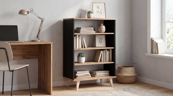 ÅBEN BOGREOL 60 CM LOFT SORT WOTAN SØJLEREOL STUE