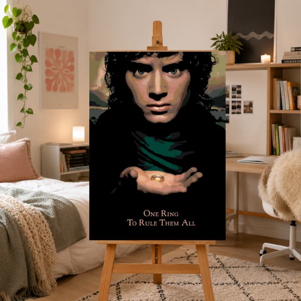 Måla efter nummer-bild med ram Frodo med ringen 50x70 cm