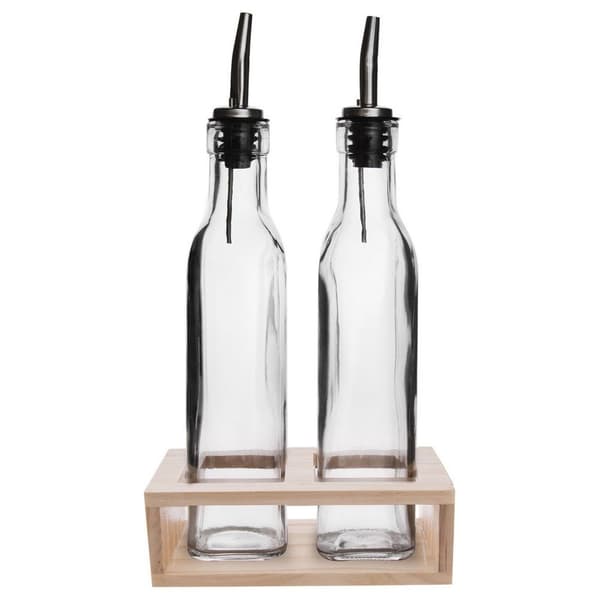 Glasflaskor för olja och vinäger med dispenser i stativ 2x 300 ml 3 st.