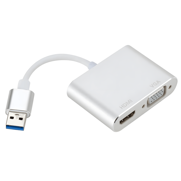 Grafikkort med USB 3.0 til HDMI og VGA-splitter