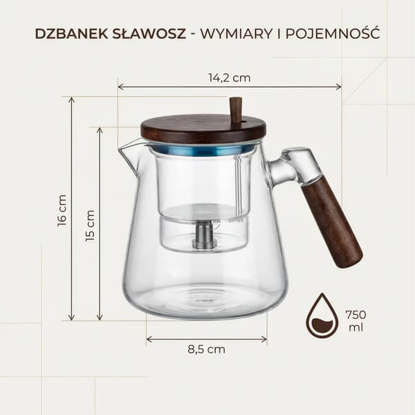 800 ML GLASKANDE MED MAGISK TRIGGER-INFUSER TIL KAFFE OG TE