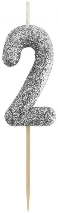 Piker ljus nummer 2 två svart glitter