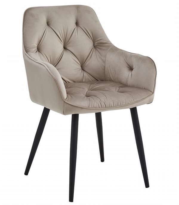 JORK stol - mørk beige velour / sorte ben x 2