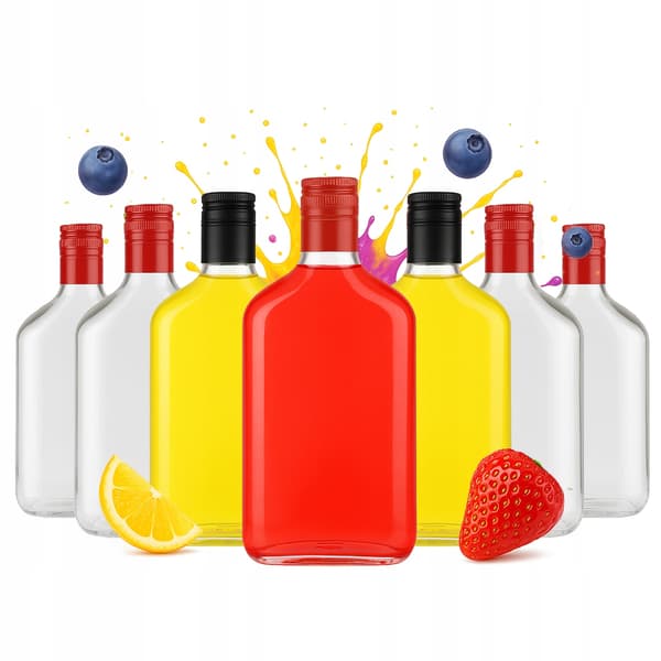 5x Glasflaskor FLASK 350 ml För Hembränt Vodka Alkohol Juice Gåva