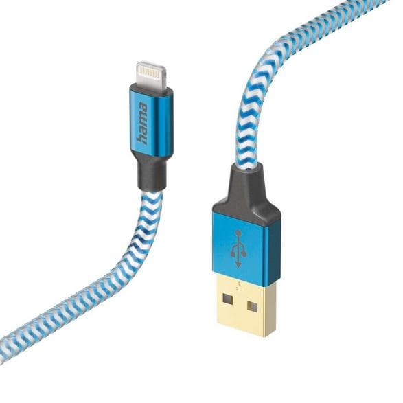 HAMA Reflekterad USB-A - Lightning-kabel 1,5M Blå 201553