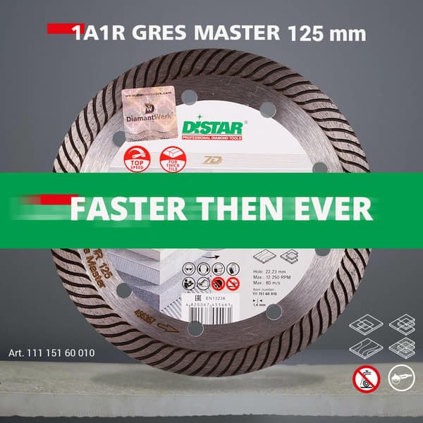 DISTRACT DIAMANTSKIVE GRES MASTER 125 x 1,4 x 10 x 22,23 mm