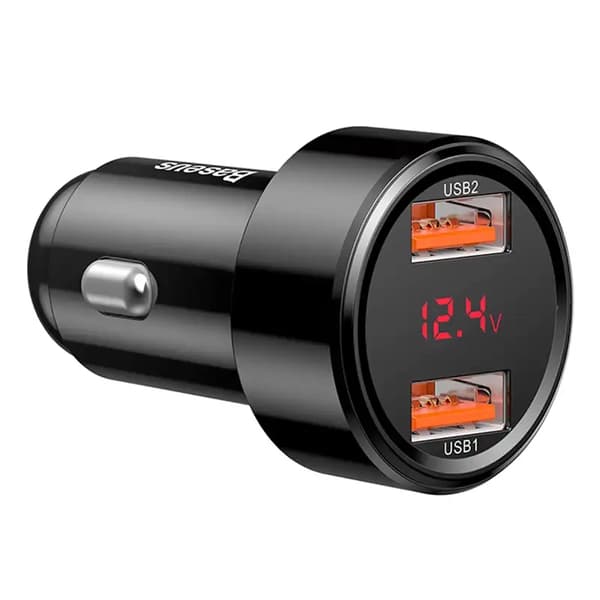 Baseus Magic -autolaturi 2x USB QC 3.0 45W (musta)