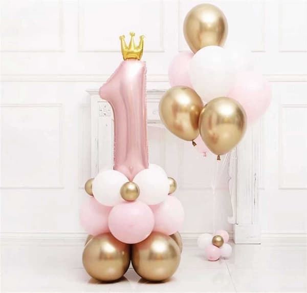 Rosa ballongset 1-årsfest