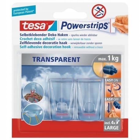Tesa itsekiinnittyvä koukku PWS Deco suuri 2 kpl