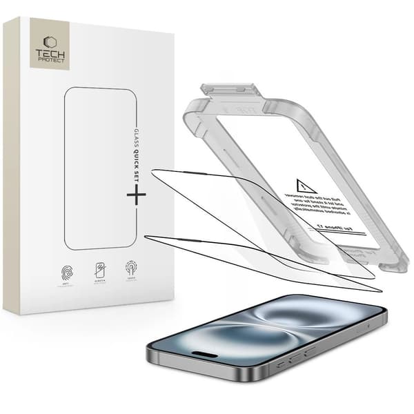Tech-Protect Quick Set+ 2-pak hærdet glas til iPhone 17 - sort