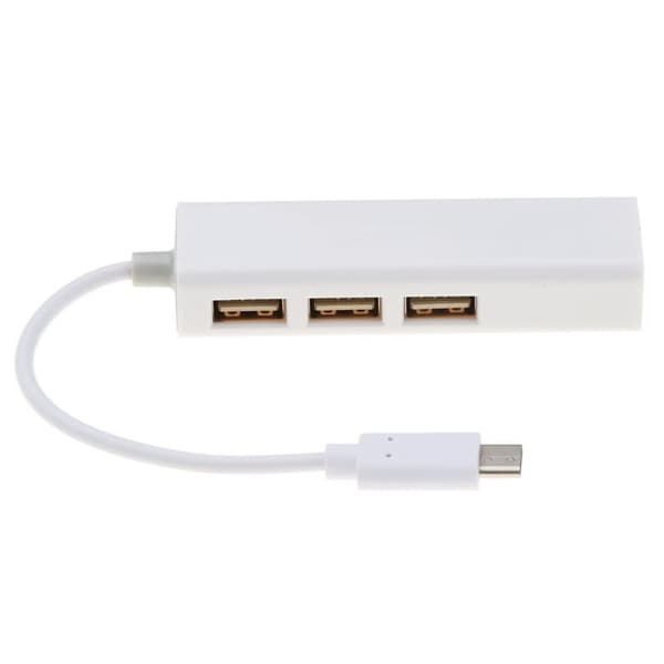 USB-C hub op til 3 x USB 2.0 / Ethernet RJ45 netværkskort internetadapter