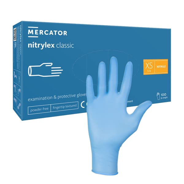 Nitrilhandskar XS blå Mercator Nitrylex Classic 100 stycken