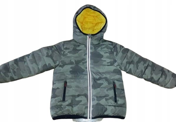 Superdry dubbelsidigt gul camo-vaddad vinterjacka flickor 116