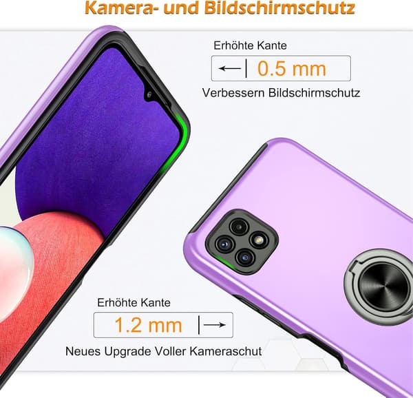 SKAL TILL SAMSUNG GALAXY A22 5G LILA SOLID BAKSIDA + RING