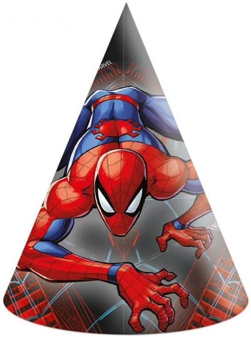 Marvel Spider-Man födelsedagsfest pappershattar 6 st.
