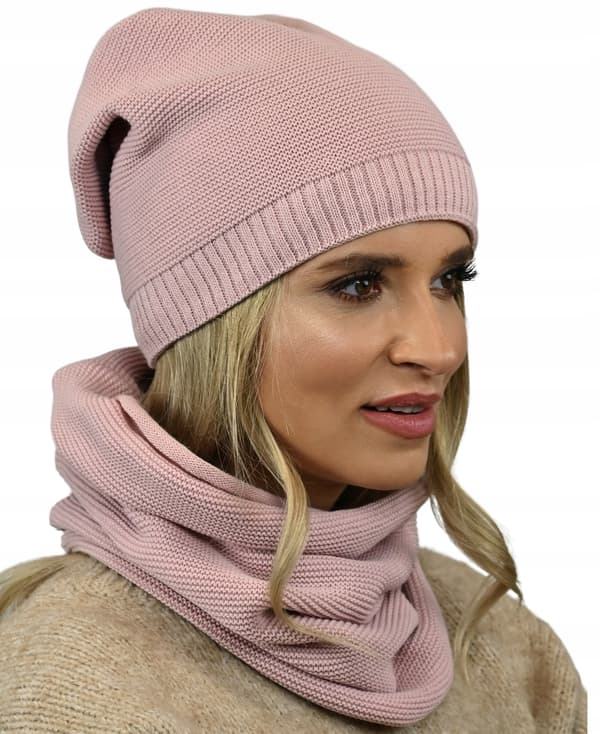 Elegant damhatt med halsduk, rosa B1