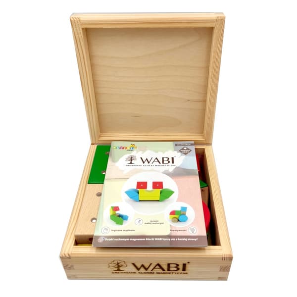 WABI Magnetiska Träklossar 20 Bitar med 76 Magneter 3+
