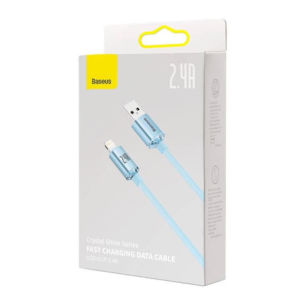Baseus Crystal Shine USB-kaapeli iPhonelle, 2.4A, 1.2m (Sininen)