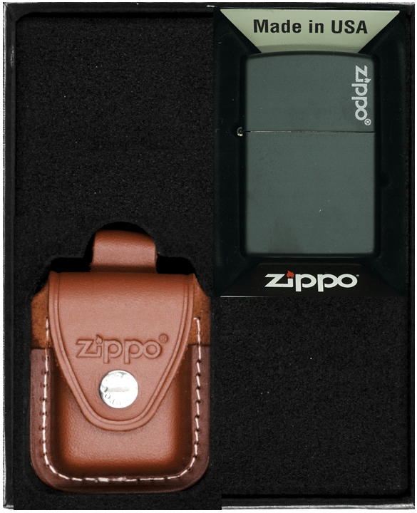 ZIPPO Lighter Sort Mat Logo Gavesæt No. 2