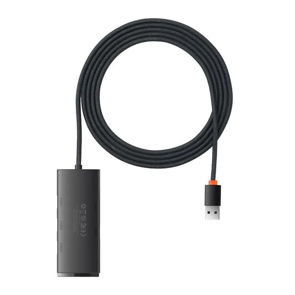 Baseus Lite Series 4-i-1 USB-hub til 4x USB 3.0 2m (Sort)