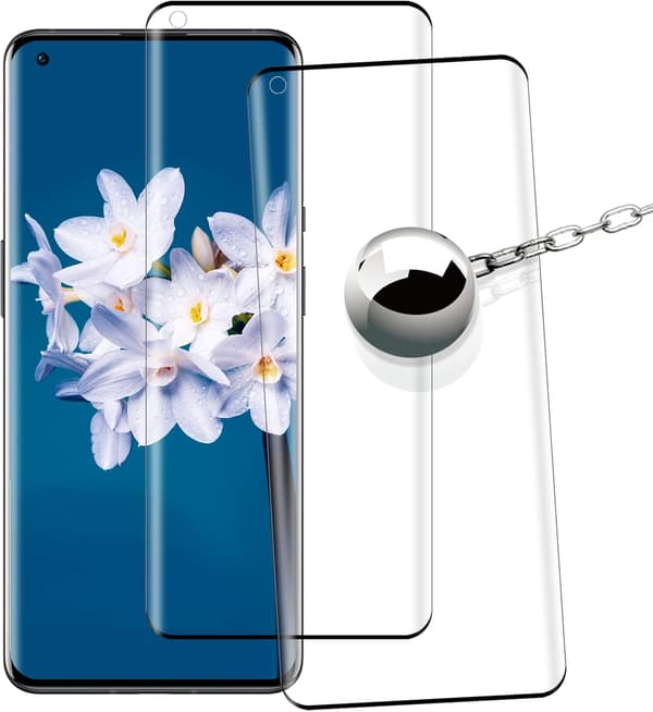 2x Hærdet glas til Oneplus 9 Pro, sort, afrundet ramme, holdbar