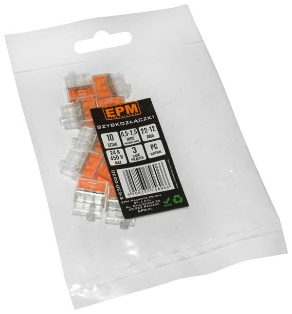 LYNSTIK 3*0,5-2,5MM2 TRANSPARENT/ORANGE 10 STK - E-650-0230